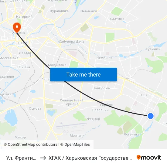 Ул. Франтишка Крала to ХГАК / Харьковская Государственная Академия Культуры map