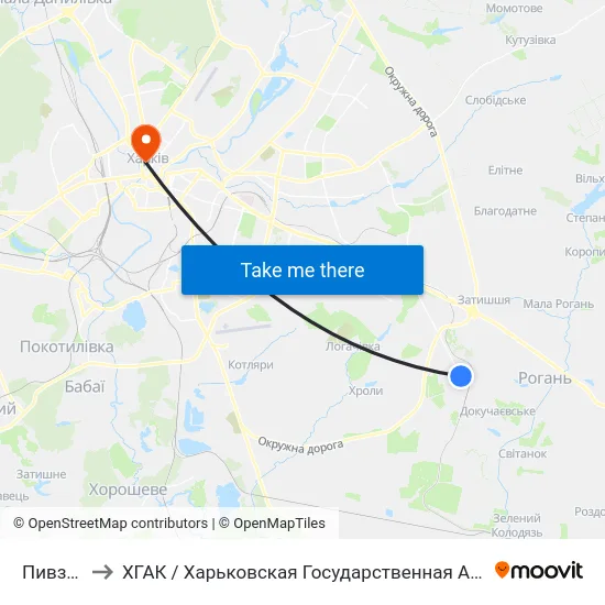 Пивзавод to ХГАК / Харьковская Государственная Академия Культуры map