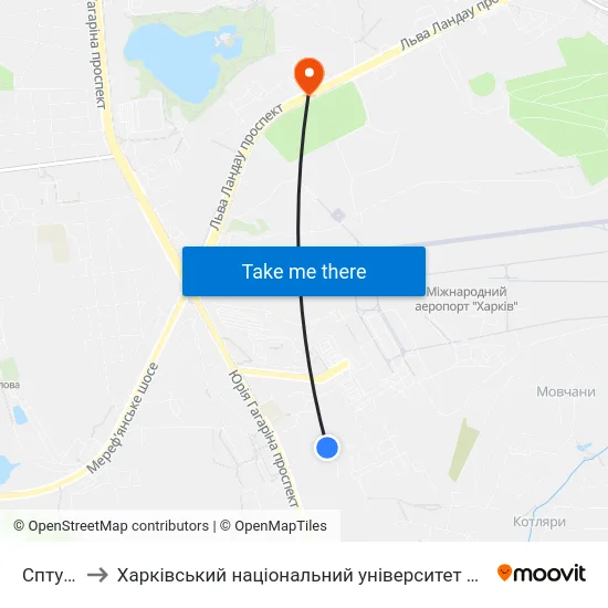 Спту №9 to Харківський національний університет внутрішніх справ map