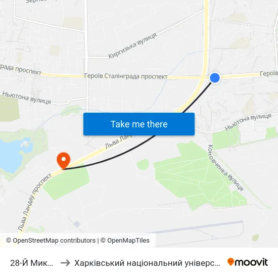 28-Й Микрорайон to Харківський національний університет внутрішніх справ map