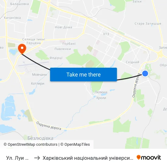Ул. Луи Пастера to Харківський національний університет внутрішніх справ map