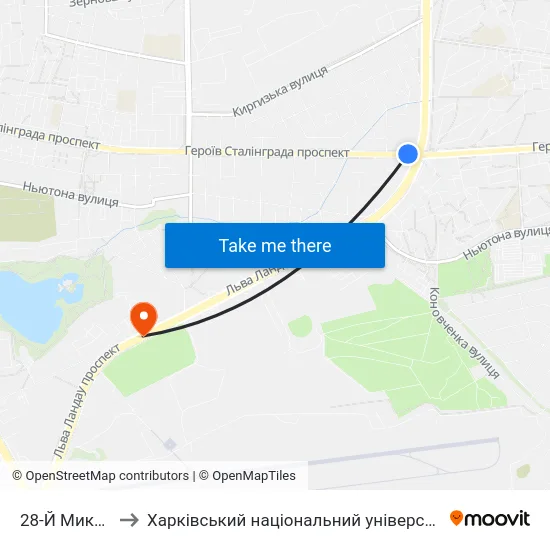 28-Й Микрорайон to Харківський національний університет внутрішніх справ map