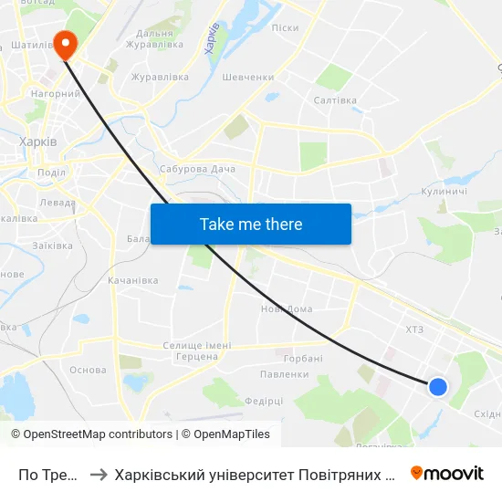 По Требованию to Харківський університет Повітряних Сил імені Івана Кожедуба (ХУПС) map