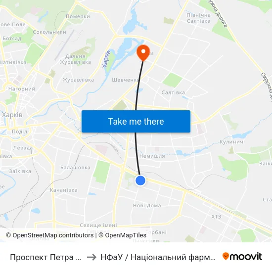 Проспект Петра Григоренка, 5/1 to НФаУ / Національний фармацевтичний університет map