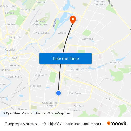 Энергоремонтное Предприятие to НФаУ / Національний фармацевтичний університет map