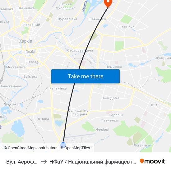 Вул. Аерофлотська to НФаУ / Національний фармацевтичний університет map