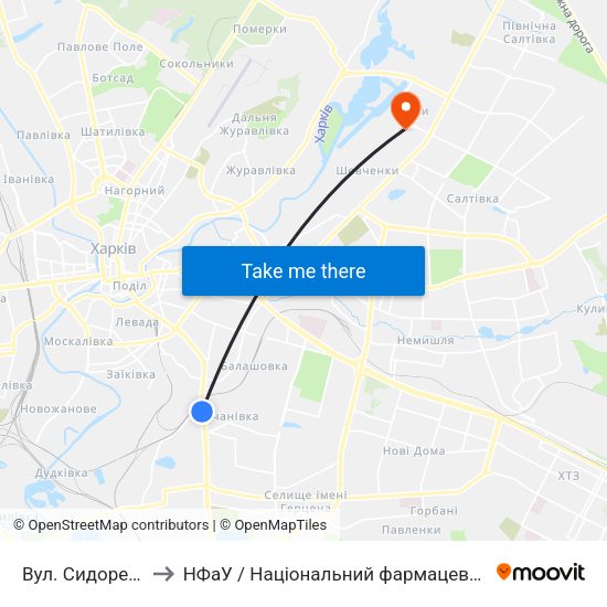 Вул. Сидоренкiвська to НФаУ / Національний фармацевтичний університет map
