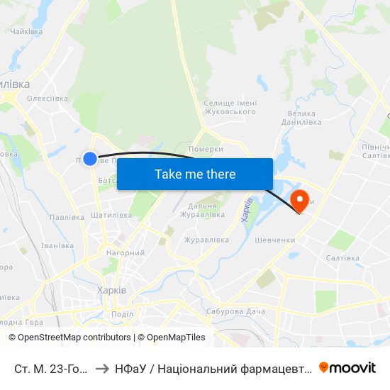 Ст. М. 23-Го Августа to НФаУ / Національний фармацевтичний університет map