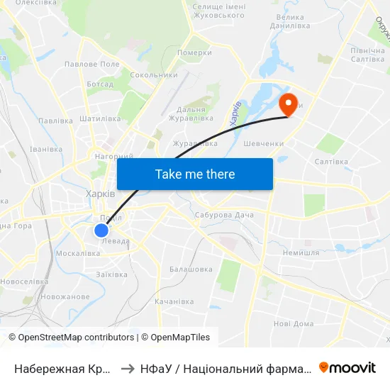 Набережная Красношкольная to НФаУ / Національний фармацевтичний університет map