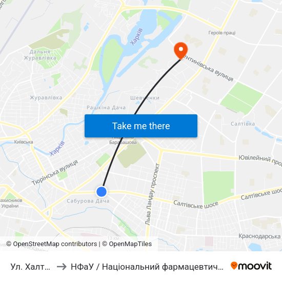 Ул. Халтурина to НФаУ / Національний фармацевтичний університет map