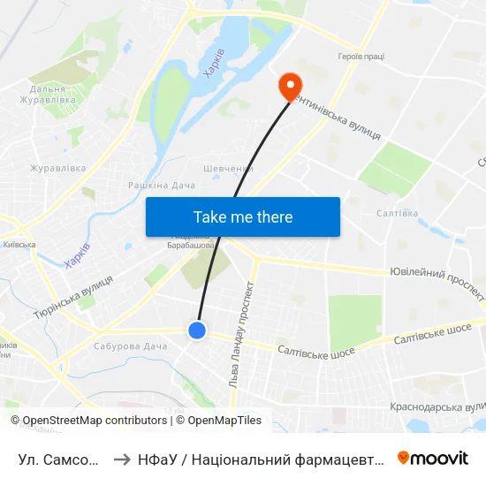 Ул. Самсоновская to НФаУ / Національний фармацевтичний університет map