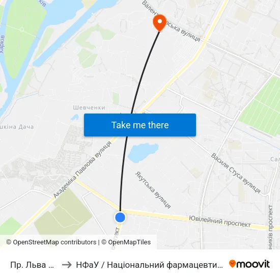 Пр. Льва Ландау to НФаУ / Національний фармацевтичний університет map