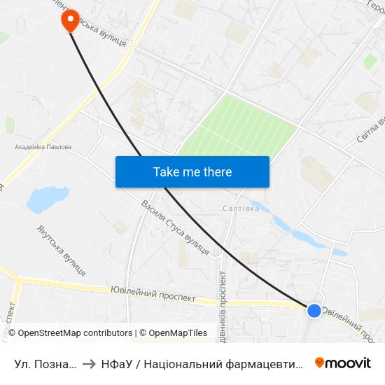 Ул. Познанская to НФаУ / Національний фармацевтичний університет map