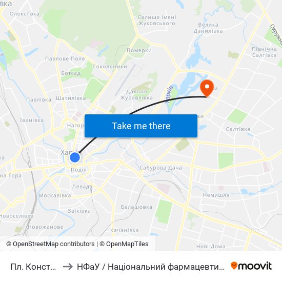 Пл. Конституции to НФаУ / Національний фармацевтичний університет map
