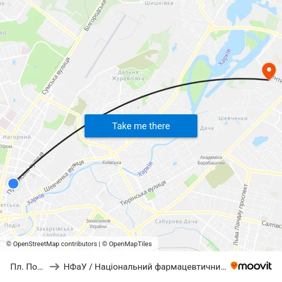 Пл. Поезии to НФаУ / Національний фармацевтичний університет map