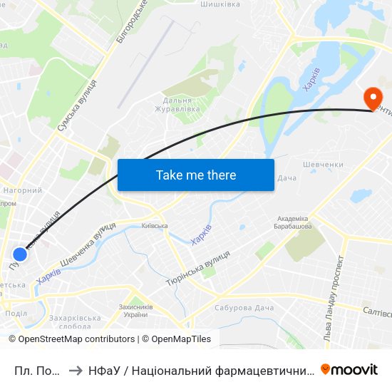 Пл. Поезии to НФаУ / Національний фармацевтичний університет map