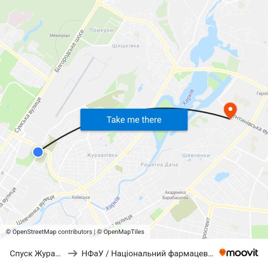 Спуск Журавлевский to НФаУ / Національний фармацевтичний університет map