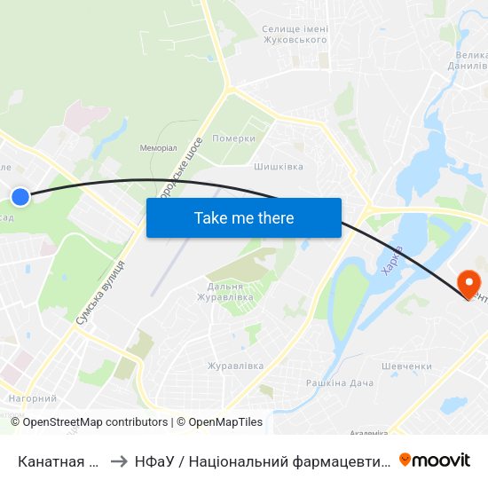 Канатная Дорога to НФаУ / Національний фармацевтичний університет map