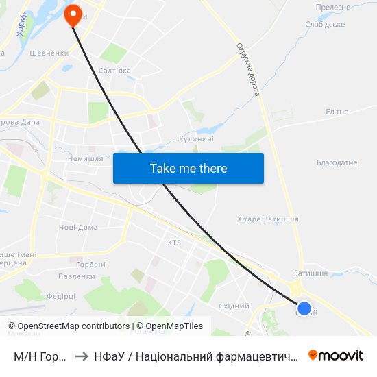 М/Н Горизонт to НФаУ / Національний фармацевтичний університет map