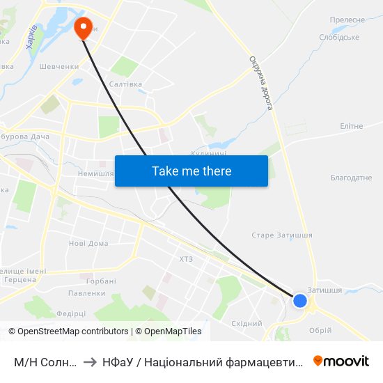 М/Н Солнечный to НФаУ / Національний фармацевтичний університет map