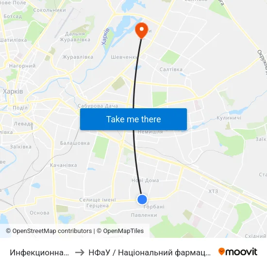 Инфекционная Больница to НФаУ / Національний фармацевтичний університет map