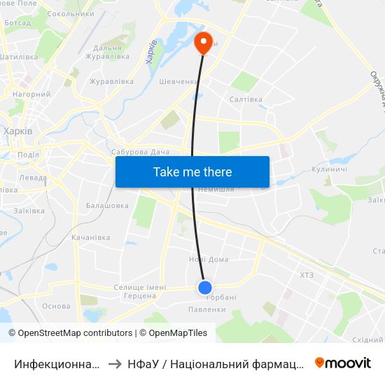 Инфекционная Больница to НФаУ / Національний фармацевтичний університет map