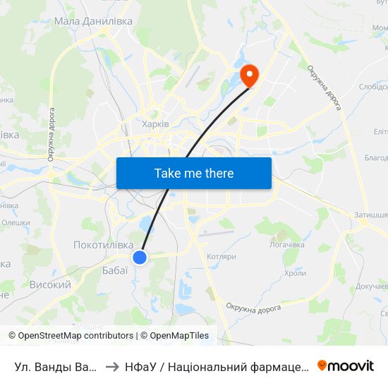 Ул. Ванды Василевской to НФаУ / Національний фармацевтичний університет map