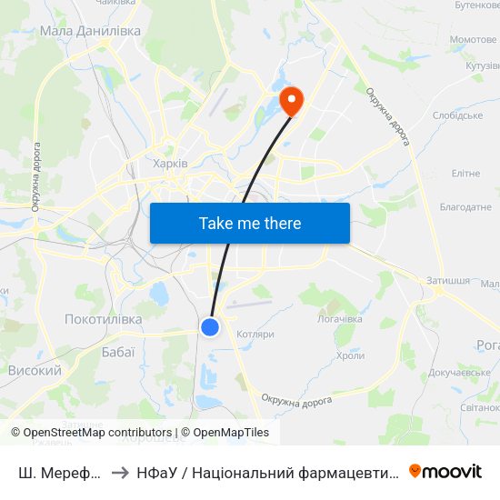Ш. Мерефянское to НФаУ / Національний фармацевтичний університет map
