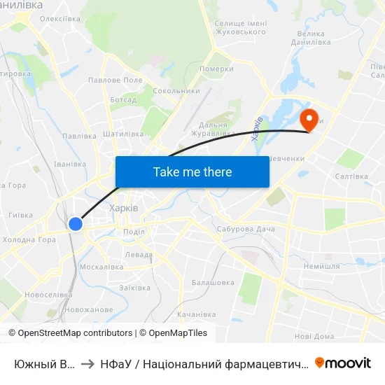 Южный Вокзал to НФаУ / Національний фармацевтичний університет map