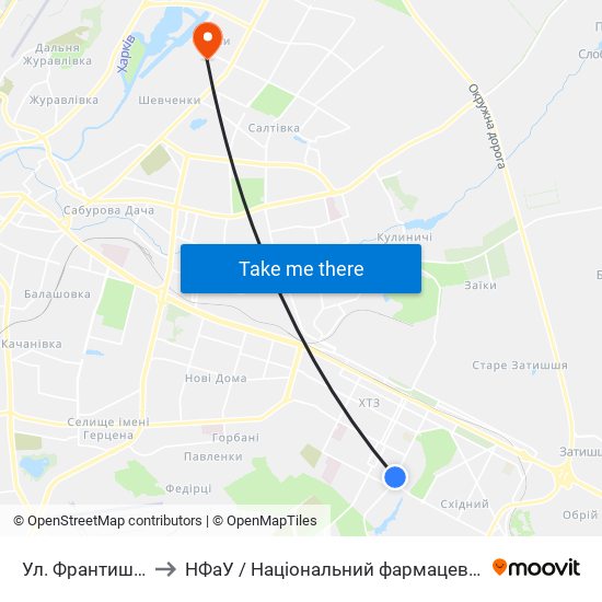 Ул. Франтишка Крала to НФаУ / Національний фармацевтичний університет map