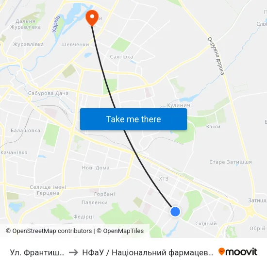 Ул. Франтишка Крала to НФаУ / Національний фармацевтичний університет map