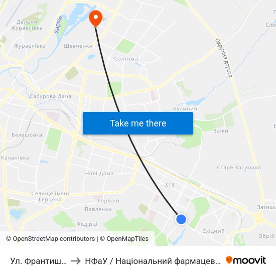 Ул. Франтишка Крала to НФаУ / Національний фармацевтичний університет map