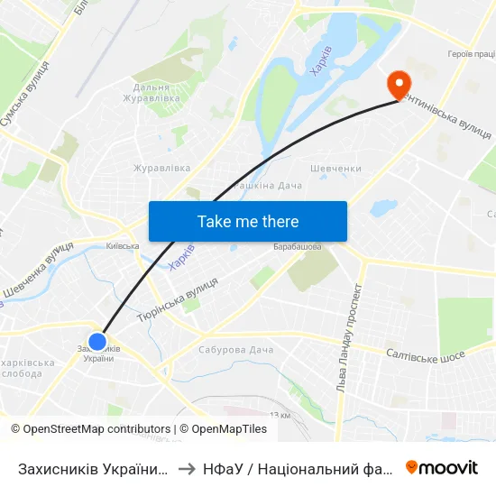 Захисників України (Zachysnykiv Ukrainy) to НФаУ / Національний фармацевтичний університет map