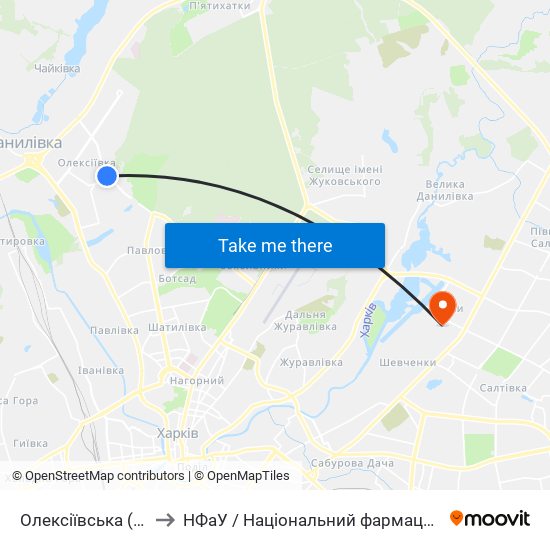 Олексіївська (Oleksiivska) to НФаУ / Національний фармацевтичний університет map