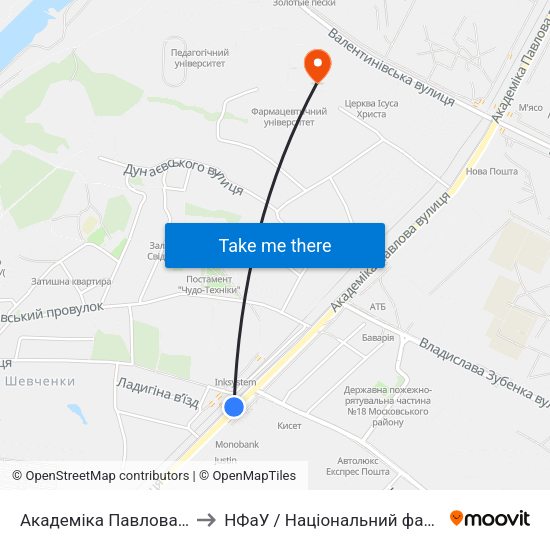 Академіка Павлова (Akademika Pavlova) to НФаУ / Національний фармацевтичний університет map
