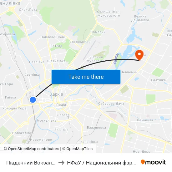 Південний Вокзал (Pivdennyi Vokzal) to НФаУ / Національний фармацевтичний університет map