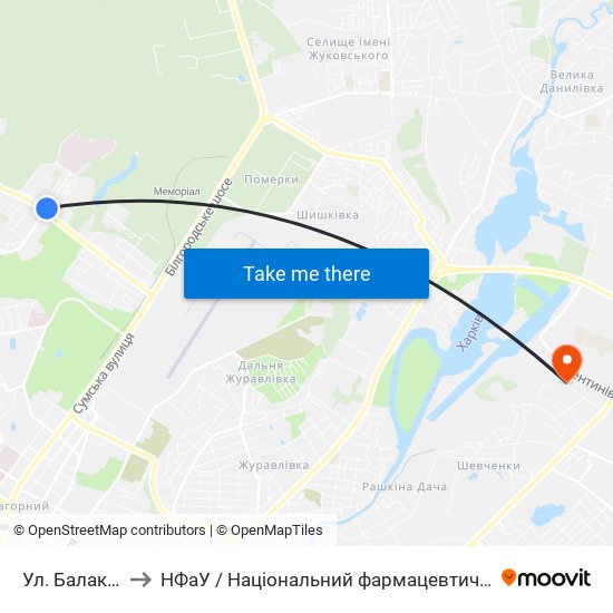 Ул. Балакирева to НФаУ / Національний фармацевтичний університет map