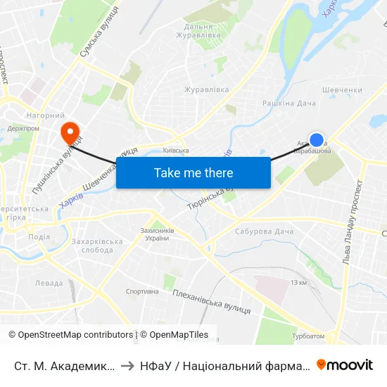 Ст. М. Академика Барабашова to НФаУ / Національний фармацевтичний університет map