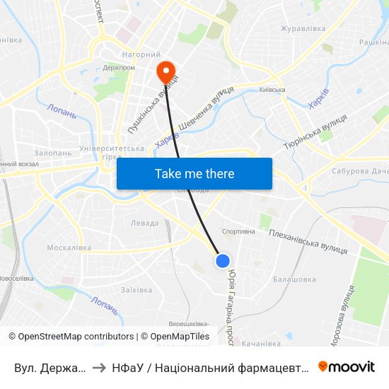 Вул. Державінська to НФаУ / Національний фармацевтичний університет map