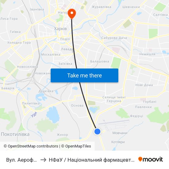 Вул. Аерофлотська to НФаУ / Національний фармацевтичний університет map