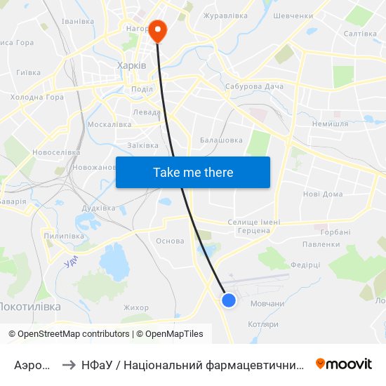 Аэропорт to НФаУ / Національний фармацевтичний університет map