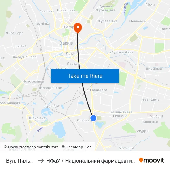Вул. Пильчикова to НФаУ / Національний фармацевтичний університет map