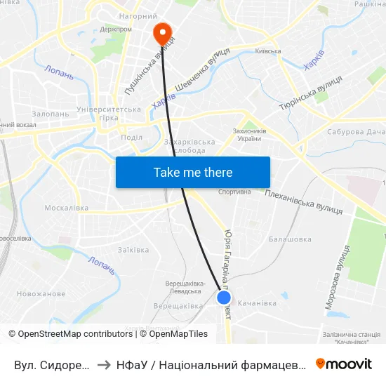 Вул. Сидоренкiвська to НФаУ / Національний фармацевтичний університет map