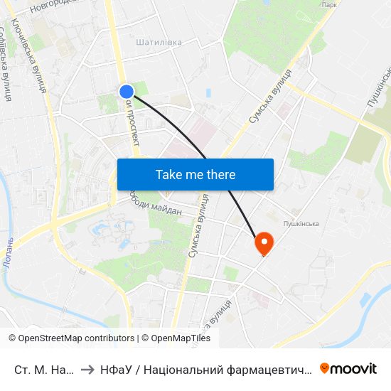 Ст. М. Научная to НФаУ / Національний фармацевтичний університет map