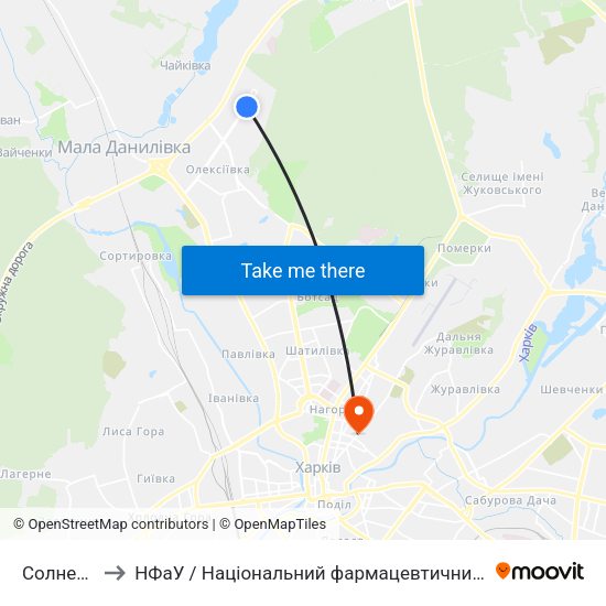 Солнечная to НФаУ / Національний фармацевтичний університет map