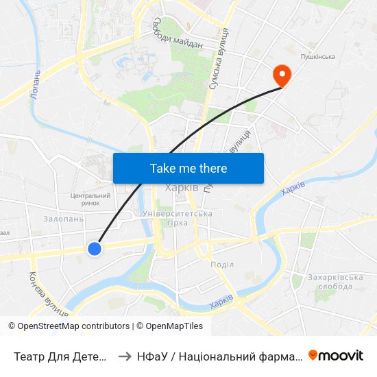 Театр Для Детей И Юношества to НФаУ / Національний фармацевтичний університет map