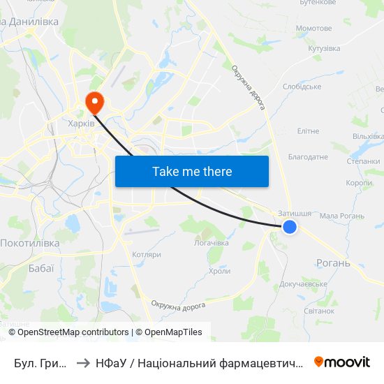 Бул. Грицевца to НФаУ / Національний фармацевтичний університет map