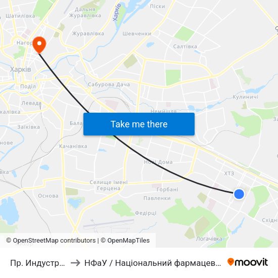 Пр. Индустриальный to НФаУ / Національний фармацевтичний університет map