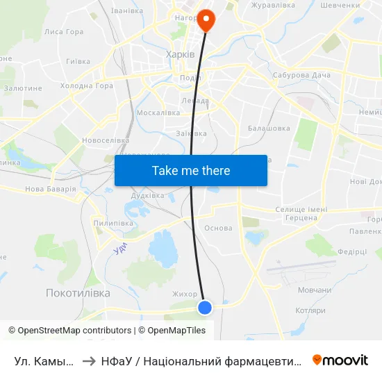 Ул. Камышовая to НФаУ / Національний фармацевтичний університет map