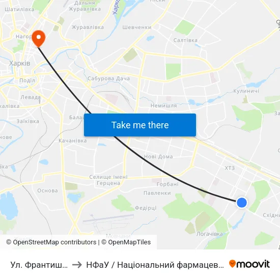 Ул. Франтишка Крала to НФаУ / Національний фармацевтичний університет map